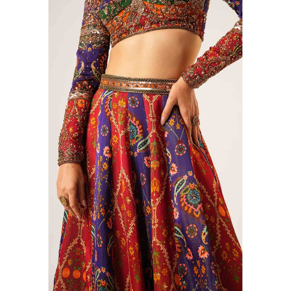 Aayushi Maniar Multi-Colour Indrani Lehenga with Blouse and Dupatta (Set of 3)
