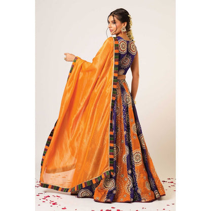 Aayushi Maniar Multi-Colour Gola Kari Lehenga with Blouse and Dupatta (Set of 3)