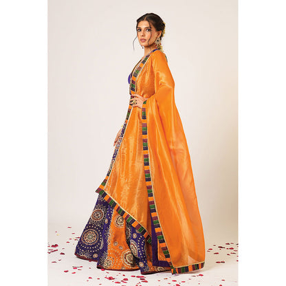Aayushi Maniar Multi-Colour Gola Kari Lehenga with Blouse and Dupatta (Set of 3)