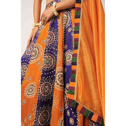 Aayushi Maniar Multi-Colour Gola Kari Lehenga with Blouse and Dupatta (Set of 3)