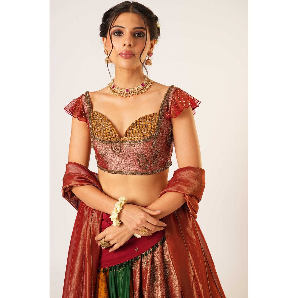 Aayushi Maniar Multi-Colour Panchali Lehenga with Blouse and Dupatta (Set of 3)