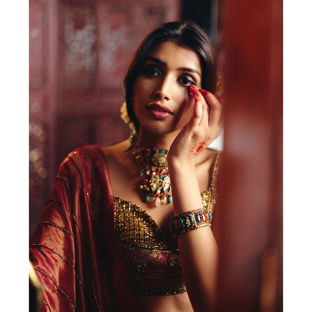 Aayushi Maniar Multi-Colour Panchali Lehenga with Blouse and Dupatta (Set of 3)