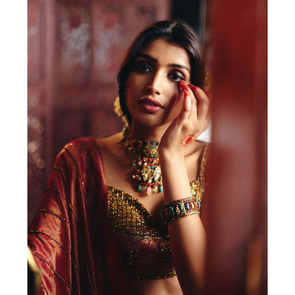 Aayushi Maniar Multi-Colour Panchali Lehenga with Blouse and Dupatta (Set of 3)