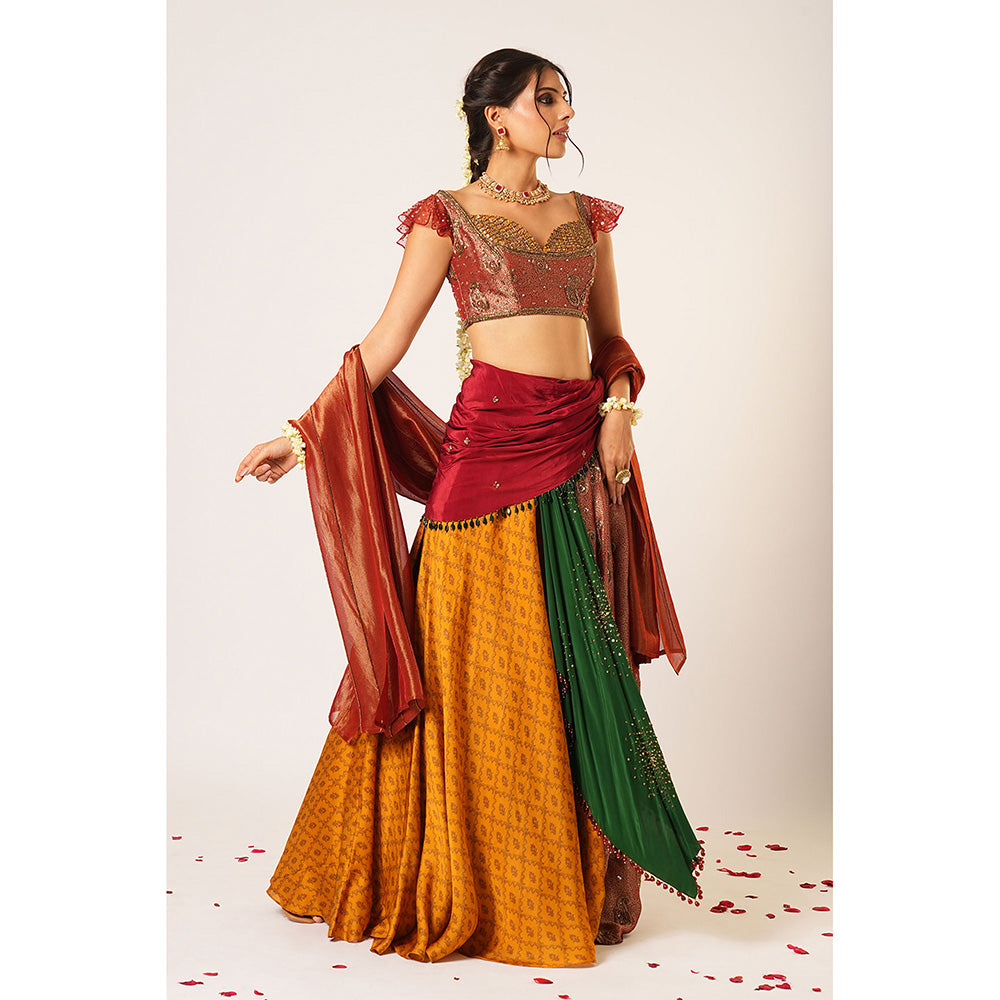 Aayushi Maniar Multi-Colour Panchali Lehenga with Blouse and Dupatta (Set of 3)