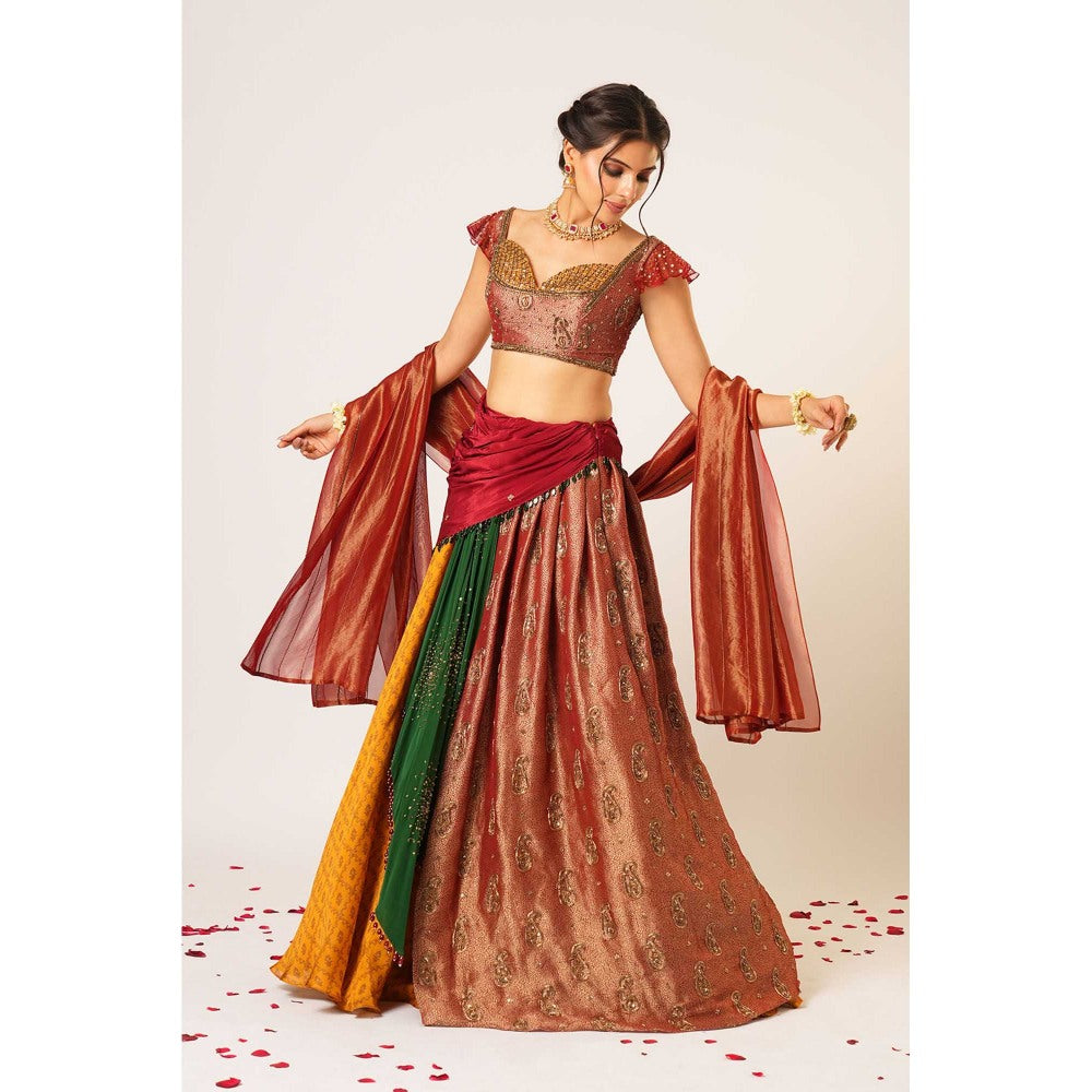 Aayushi Maniar Multi-Colour Panchali Lehenga with Blouse and Dupatta (Set of 3)