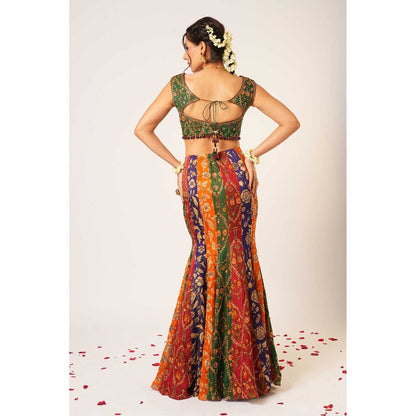 Aayushi Maniar Multi-Colour Amrapali Lehenga with Blouse, Dupatta and Belt (Set of 4)