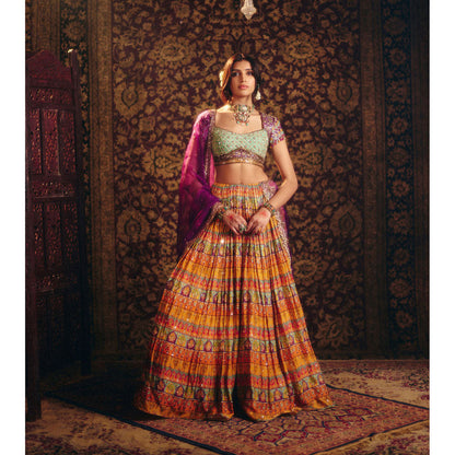 Aayushi Maniar Yellow Shakuntala Lehenga with Blouse and Dupatta (Set of 3)