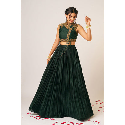 Aayushi Maniar Green Ragini Lehenga with Blouse (Set of 2)