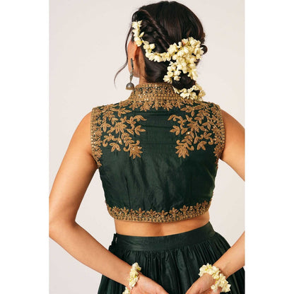 Aayushi Maniar Green Ragini Lehenga with Blouse (Set of 2)