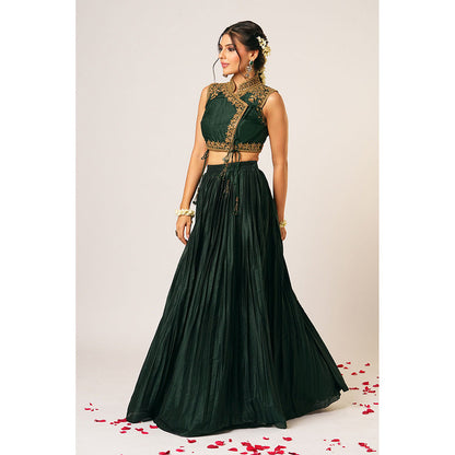 Aayushi Maniar Green Ragini Lehenga with Blouse (Set of 2)