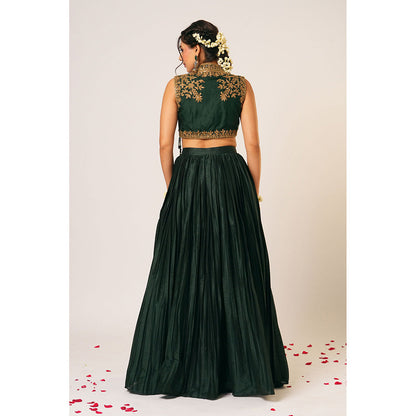 Aayushi Maniar Green Ragini Lehenga with Blouse (Set of 2)