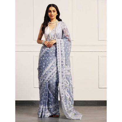 Aditri Handloom Jamdani On Resham Silk Saree with Running Blouse