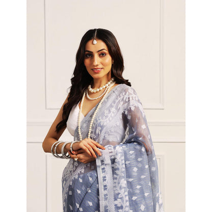 Aditri Handloom Jamdani On Resham Silk Saree with Running Blouse