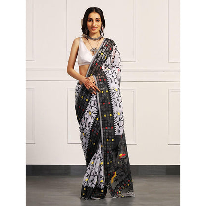 Aditri Handloom Jamdani On Resham Silk Saree with Running Blouse