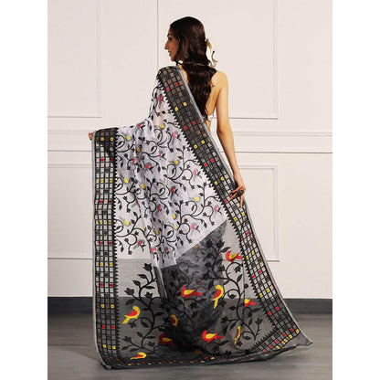 Aditri Handloom Jamdani On Resham Silk Saree with Running Blouse