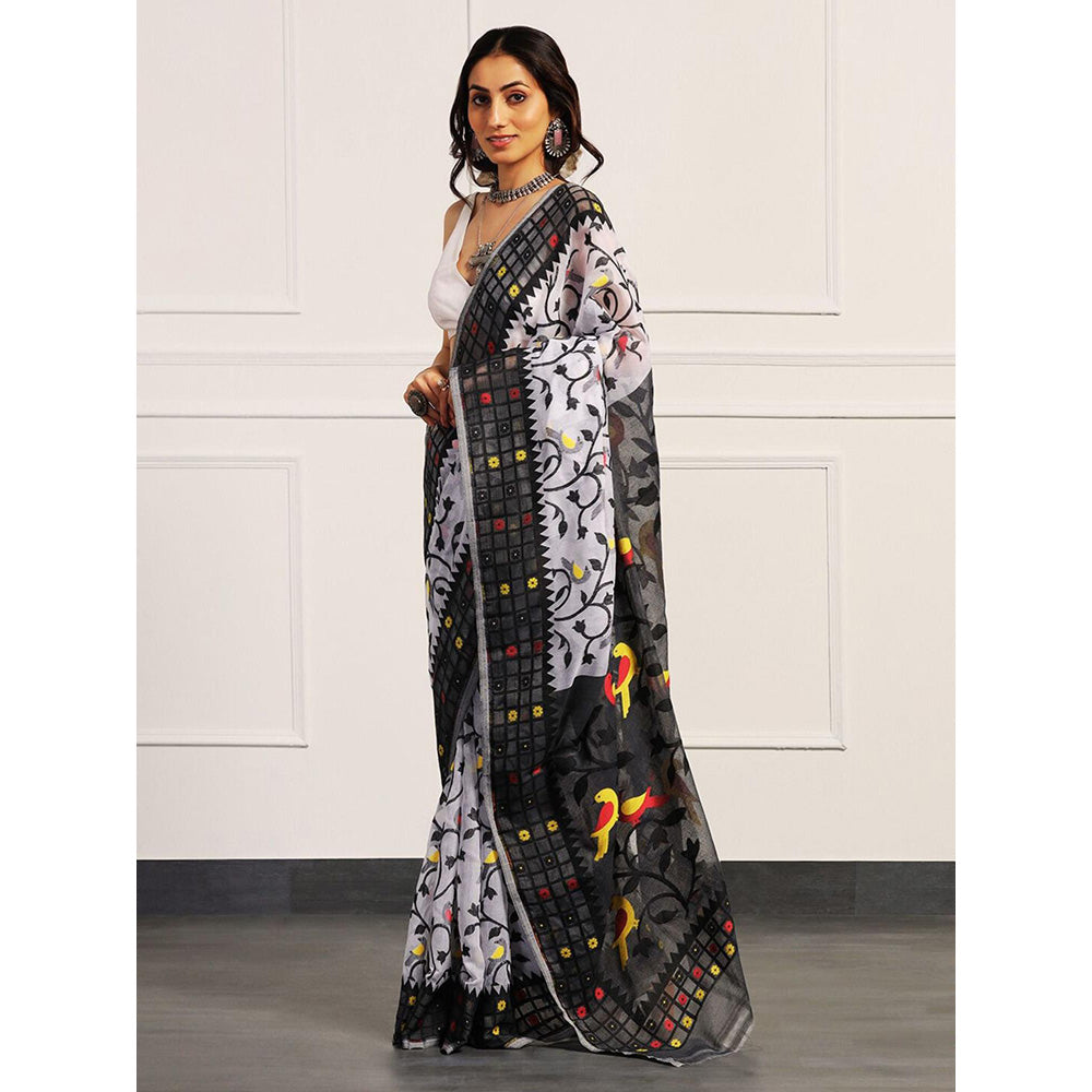 Aditri Handloom Jamdani On Resham Silk Saree with Running Blouse