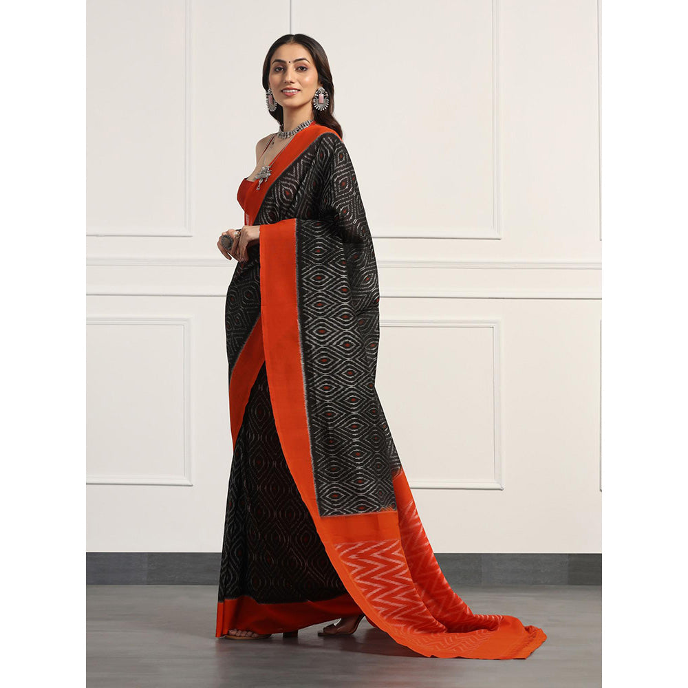 Aditri Handloom Ikat On Gas Mercerised Cotton Saree with Without Blouse