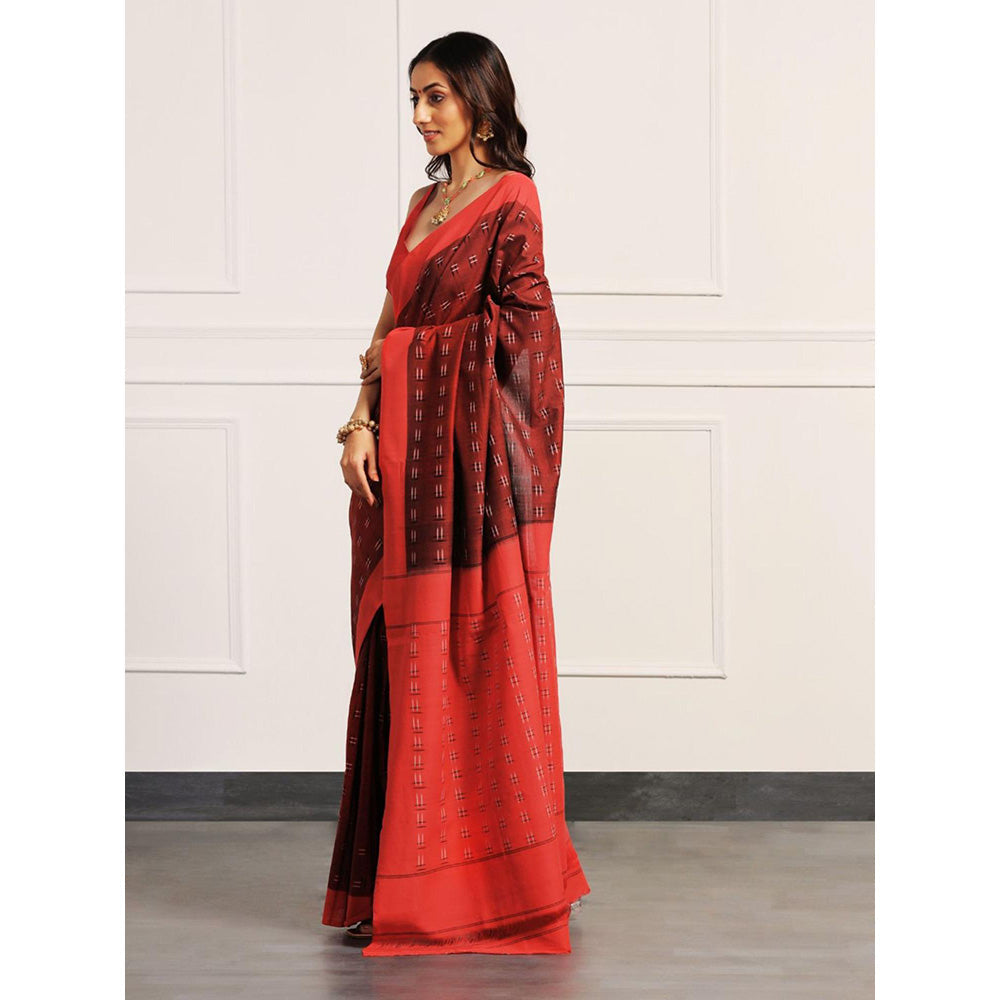 Aditri Handloom Ikat On Gas Mercerised Cotton Saree with Without Blouse