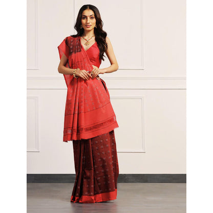 Aditri Handloom Ikat On Gas Mercerised Cotton Saree with Without Blouse