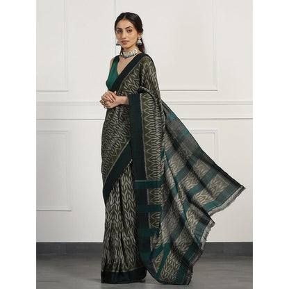Aditri Handloom Ikat On Cotton From Orissa Saree with Blouse Piece
