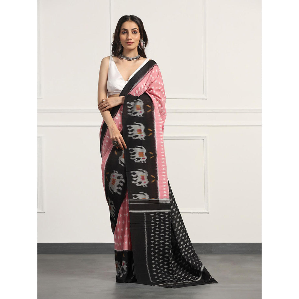 Aditri Handloom Ikat On Gas Mercerised Cotton Saree without Blouse