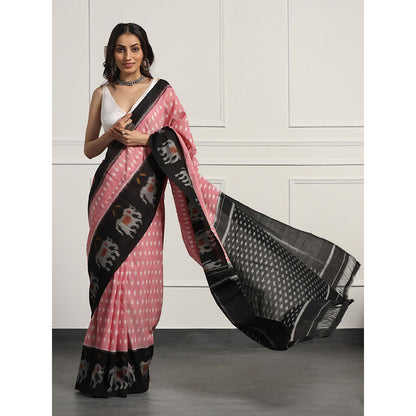 Aditri Handloom Ikat On Gas Mercerised Cotton Saree without Blouse