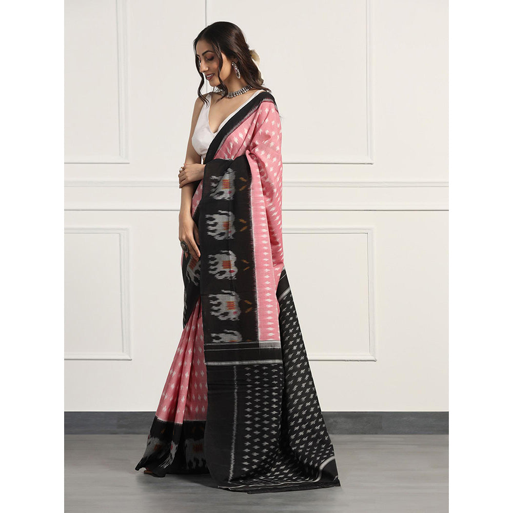 Aditri Handloom Ikat On Gas Mercerised Cotton Saree without Blouse