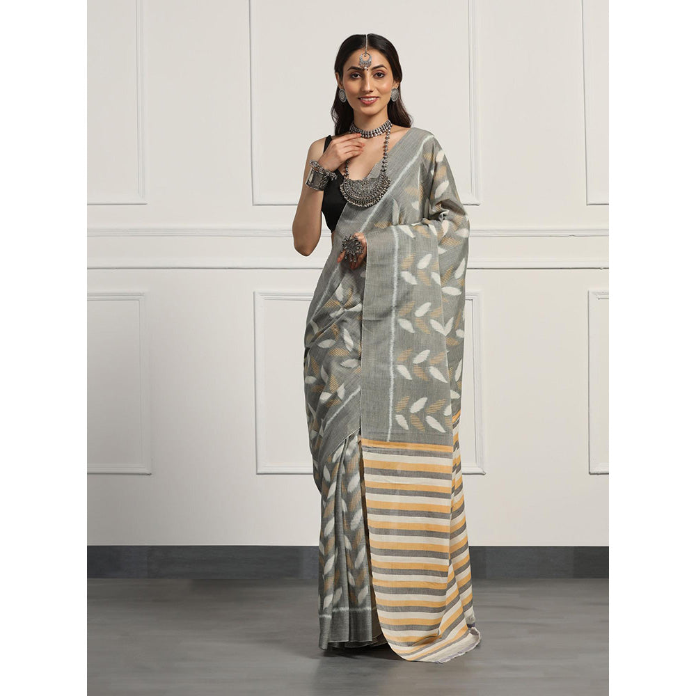 Aditri Handloom Ikat On Cotton From Orissa Saree with Blouse Piece