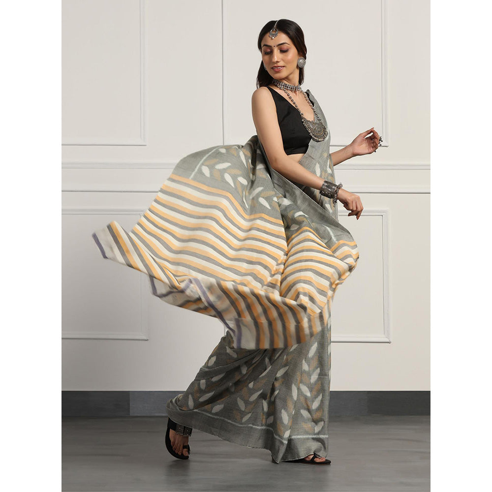 Aditri Handloom Ikat On Cotton From Orissa Saree with Blouse Piece