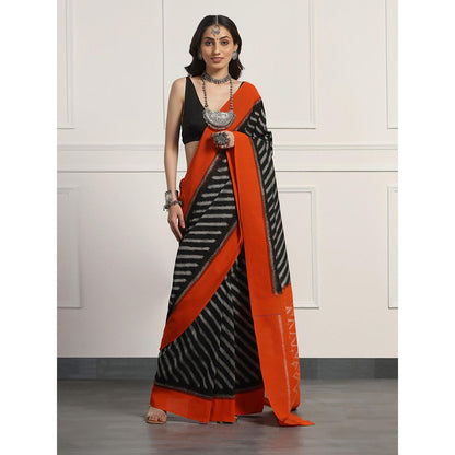 Aditri Handloom Ikat On Gas Mercerised Cotton Saree without Blouse