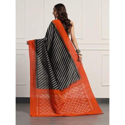 Aditri Handloom Ikat On Gas Mercerised Cotton Saree without Blouse