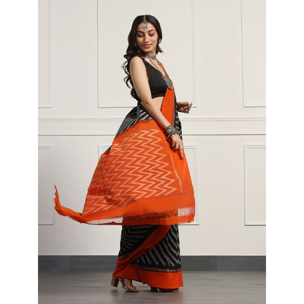 Aditri Handloom Ikat On Gas Mercerised Cotton Saree without Blouse