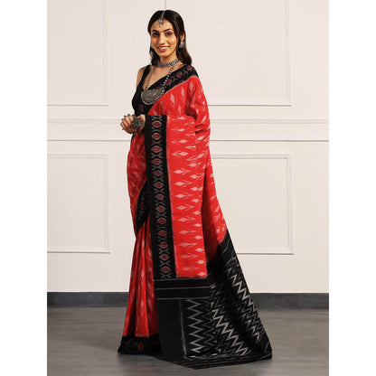 Aditri Handloom Ikat On Gas Mercerised Cotton Saree without Blouse