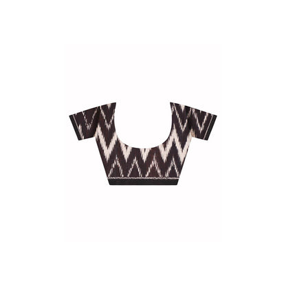 Aditri Handloom Ikat On Gas Mercerised Cotton Saree without Blouse