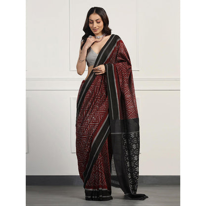 Aditri Handloom Ikat On Cotton From Orissa Saree with Blouse Piece
