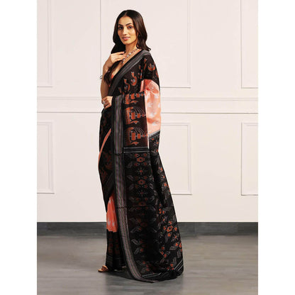 Aditri Handloom Ikat On Gas Mercerised Cotton Multi-Color Saree With Blouse Piece