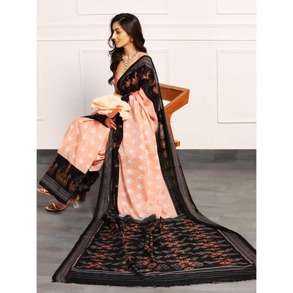Aditri Handloom Ikat On Gas Mercerised Cotton Multi-Color Saree With Blouse Piece