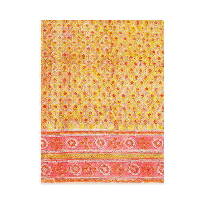 Aditri Handloom Kota Doria Hand Block Print Multi-Color Saree With Blouse Piece