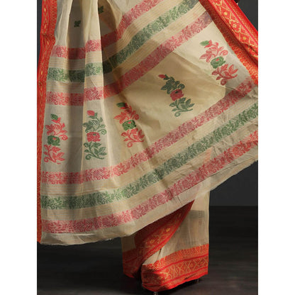 Aditri Beige Handloom Khadi Cotton Saree with Running Blouse