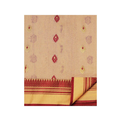 Aditri Beige Handloom Khadi Cotton Saree with Running Blouse