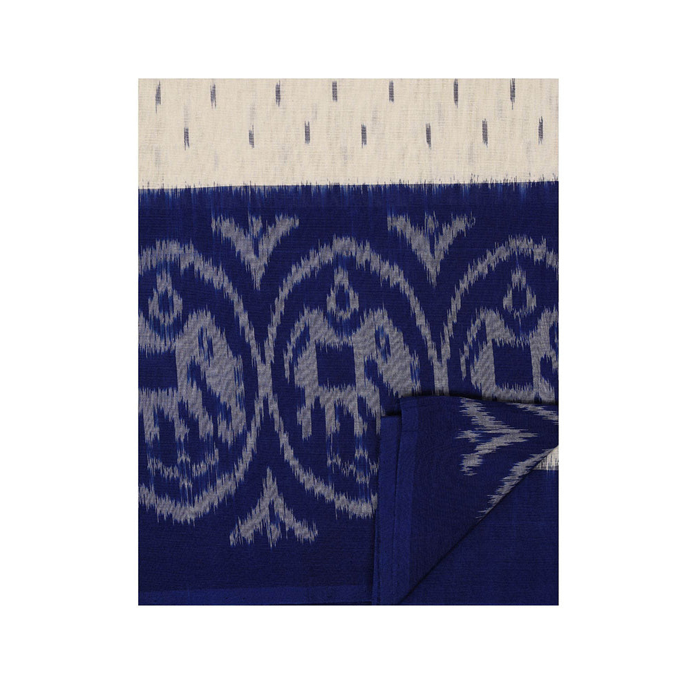 Aditri Blue Handloom Ikat On Saree with Unstitched Blouse