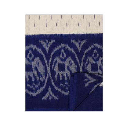 Aditri Blue Handloom Ikat On Saree with Unstitched Blouse