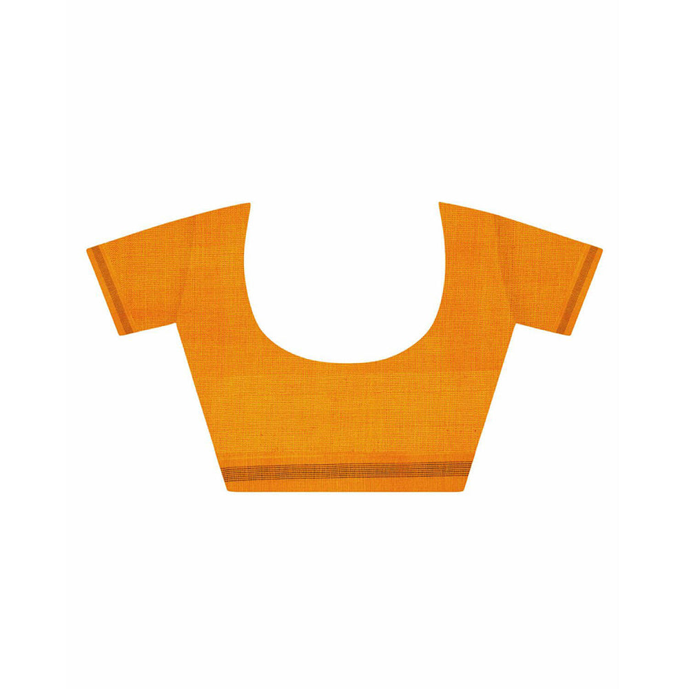 Aditri Yellow Handloom Double Ikat Telia Rumal Saree with Unstitched Blouse