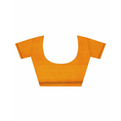 Aditri Yellow Handloom Double Ikat Telia Rumal Saree with Unstitched Blouse