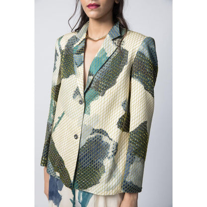 Advait Marble Embroidered Blazer