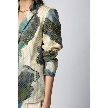 Advait Marble Embroidered Blazer