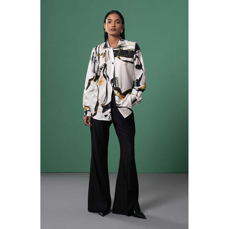 Advait White Beru Printed and Embroidered Shirt