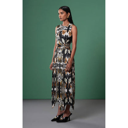 Advait Multi-Color Meiro Pleated Printed Dress