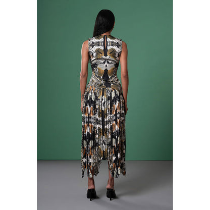 Advait Multi-Color Meiro Pleated Printed Dress