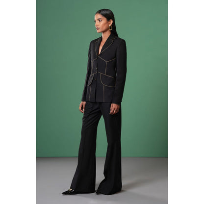Advait Black Kuro Panelled Blazer